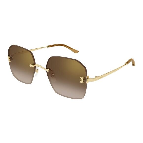 Cartier CT0591S-002 Sunglasses Gold Brown Metal
